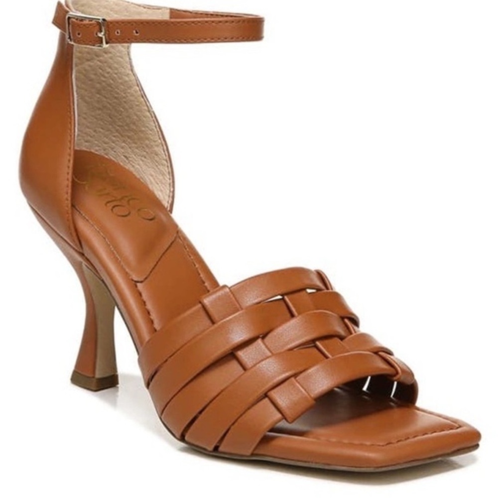 *New* Franco Sarto Ress Cognac Woven Sandal Heels Size 9 B79 View 2